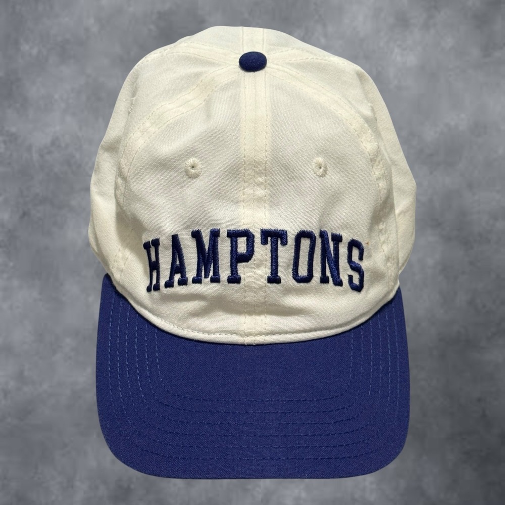 MAD Engine Hamptons Baseball Cap Hat Cream Blue Embroidered Adjustable Strapback